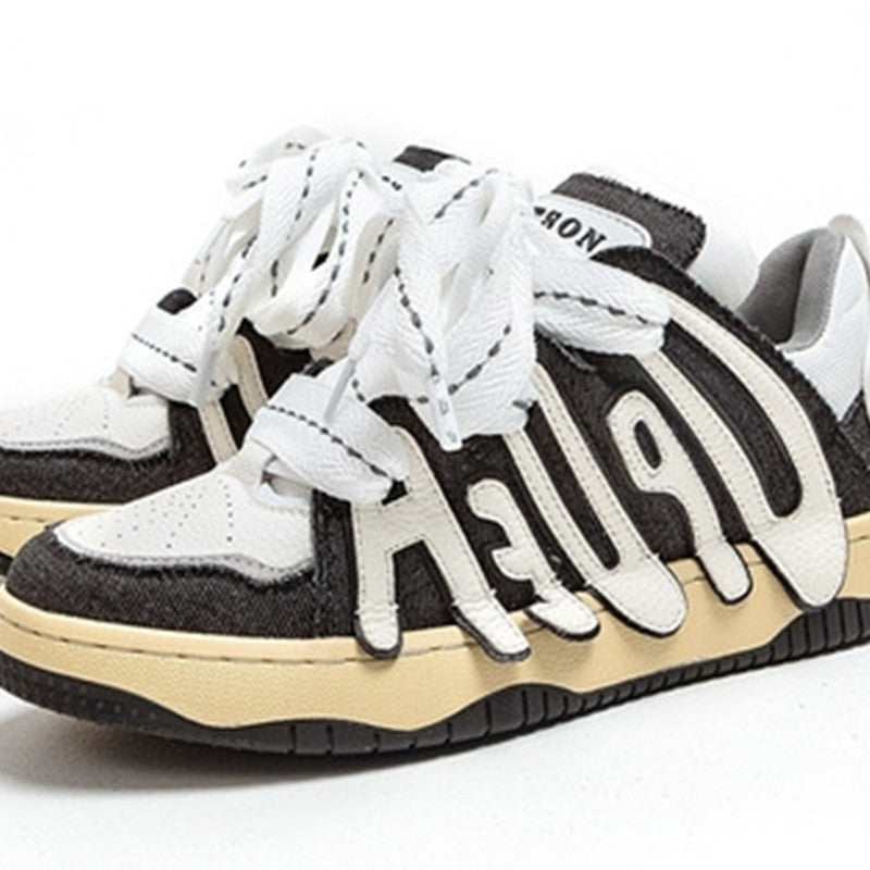 Men's And Women's Casual Sports Thick Bottom Alphabet Retro Sneakers